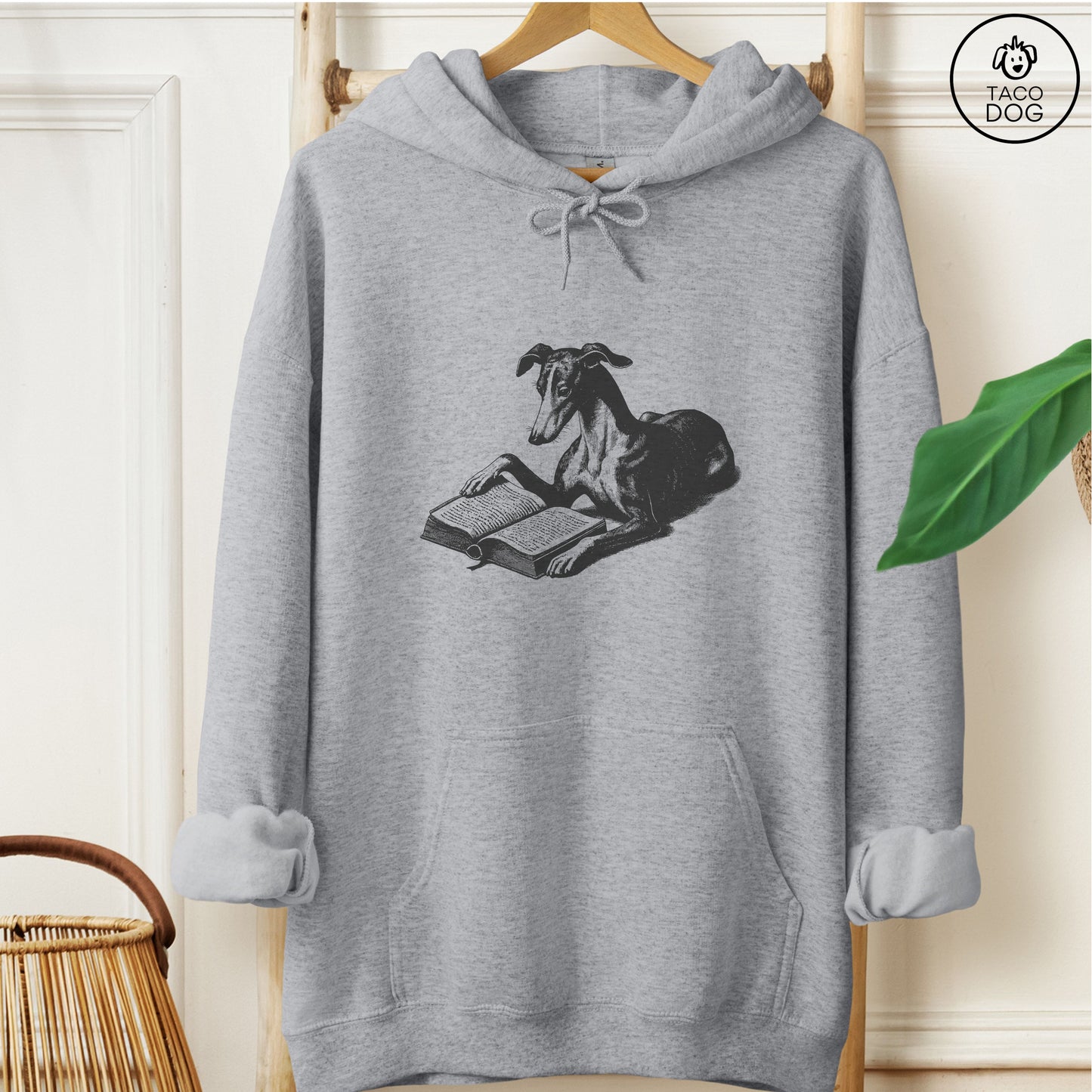 Italian Greyhound Whippet Iggy Studying Book Hoodie
