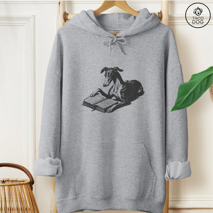 Italian Greyhound Whippet Iggy Studying Book Hoodie