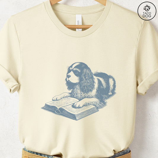 Cavalier King Charles Spaniel Studying Book T-Shirt