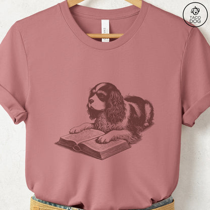 Cavalier King Charles Spaniel Studying Book T-Shirt