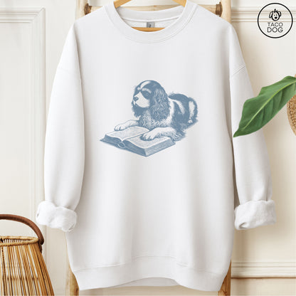 Cavalier King Charles Spaniel Studying Book Sweatshirt