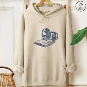 Cavalier King Charles Spaniel Studying Book Hoodie Sand Taco-Dog