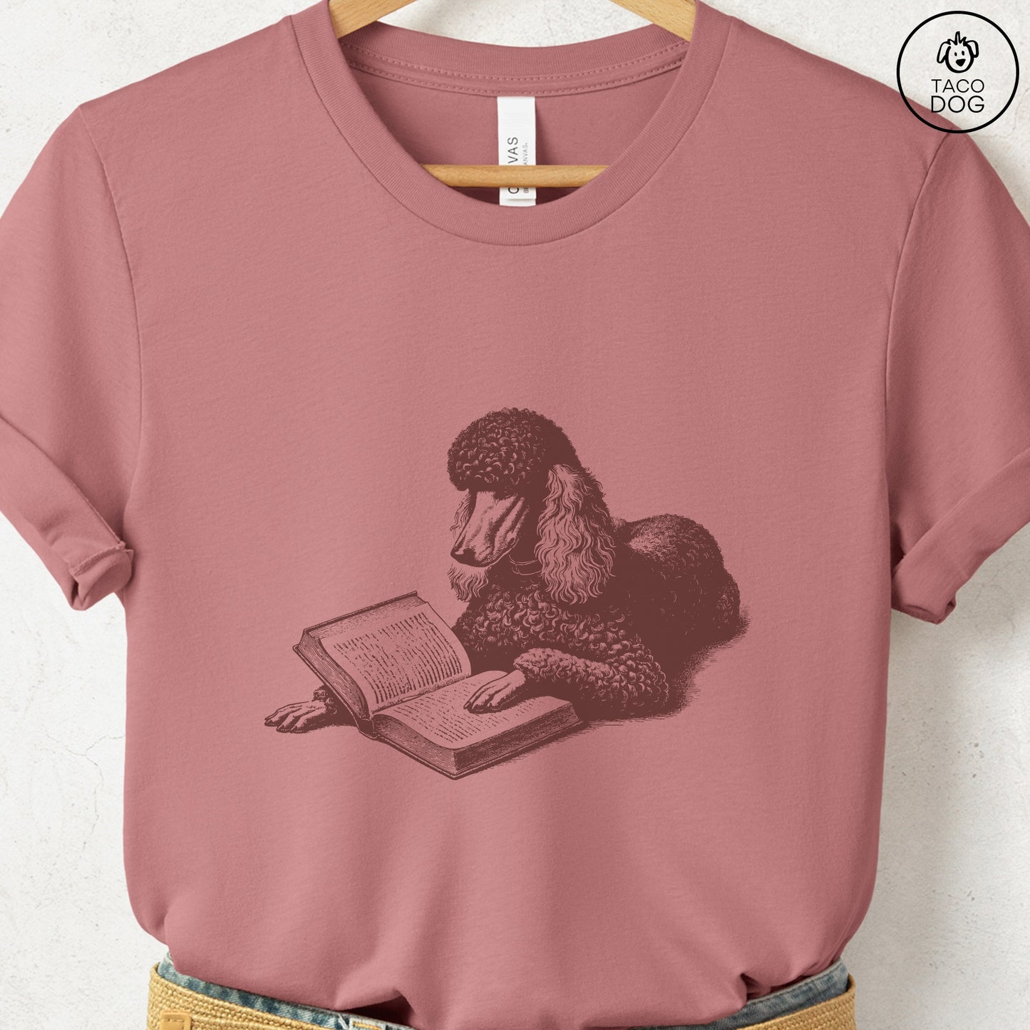 Poodle Studying Book T-Shirt