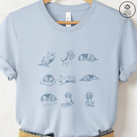 Beagle All Day T-Shirt Light Blue Taco-Dog