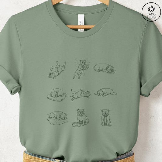 English Bulldog All Day T-Shirt Sage Taco-Dog