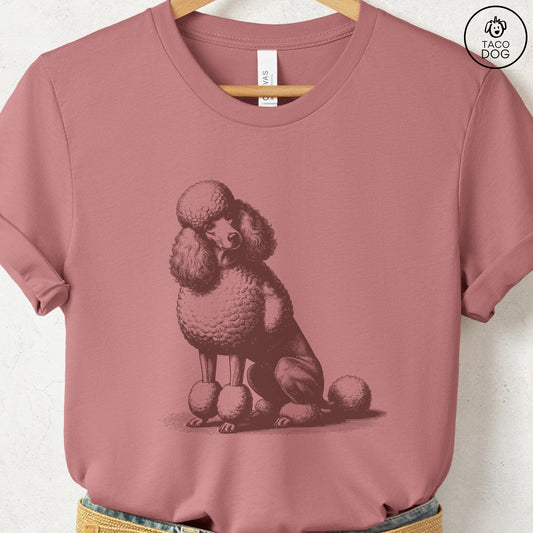 Poodle Say What? T-Shirt Heather Mauve Taco-Dog