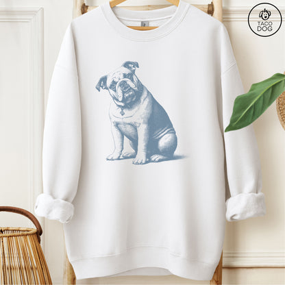 English Bulldog Say What? Sweatshirt White Taco-Dog