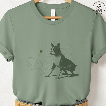 Boston Terrier Bumble Bee T-Shirt Sage Taco-Dog