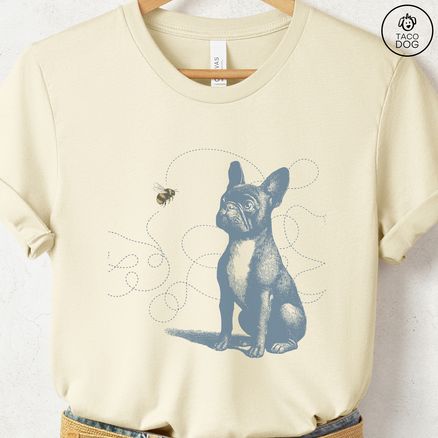 French Bulldog Frenchie Bumble Bee T-Shirt Natural Taco-Dog
