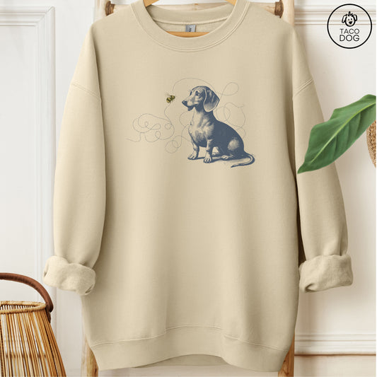 Dachshund Weenie Bumble Bee Sweatshirt Sand Taco-Dog