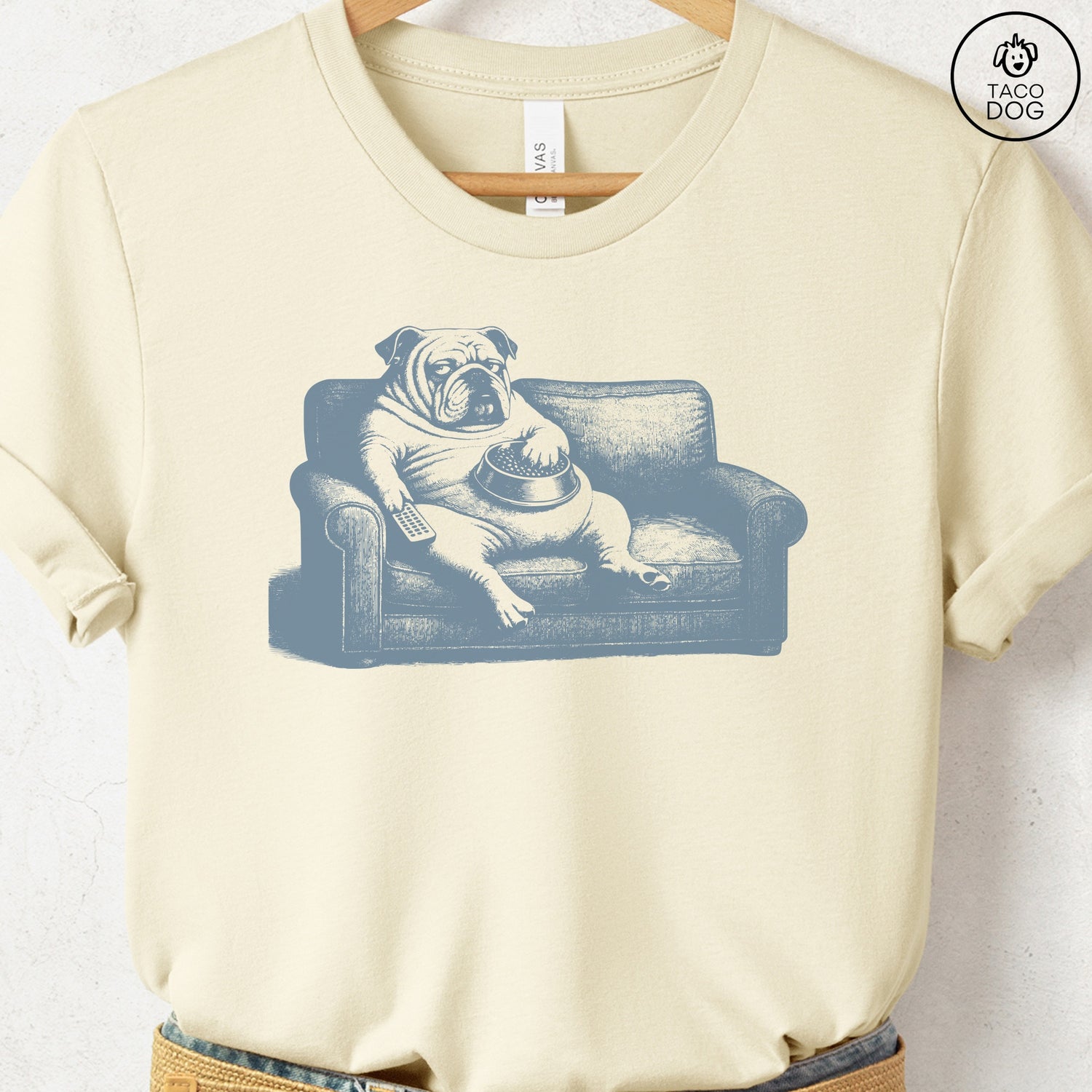 English Bulldog Just One Episode T-Shirt Natural Taco-Dog