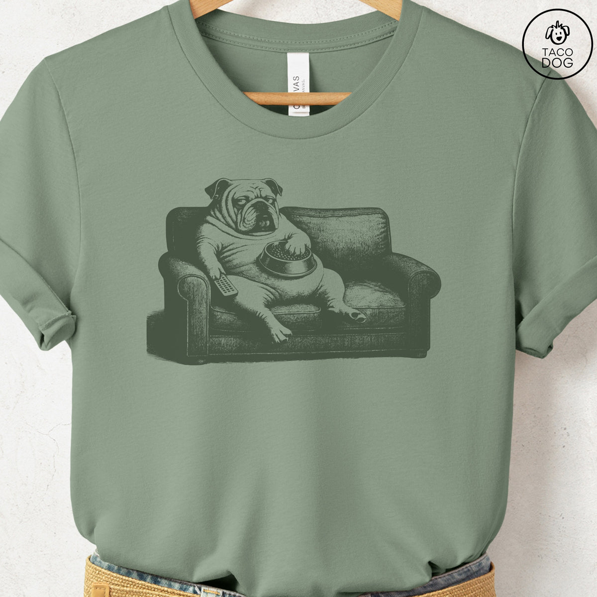 English Bulldog Just One Episode T-Shirt, design close-up