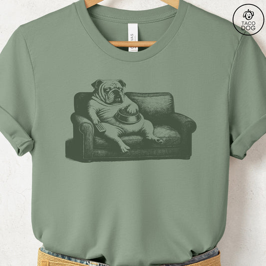 English Bulldog Just One Episode T-Shirt Sage Taco-Dog