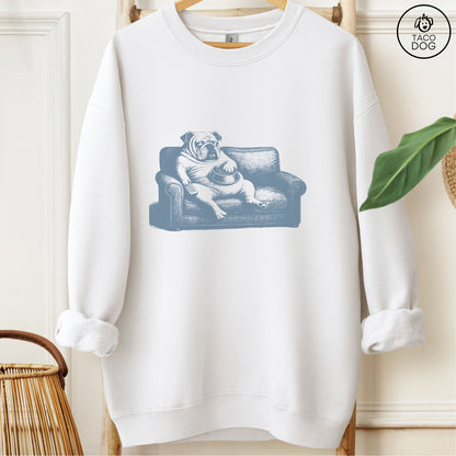 English Bulldog Just One Episode Sweatshirt White Taco-Dog