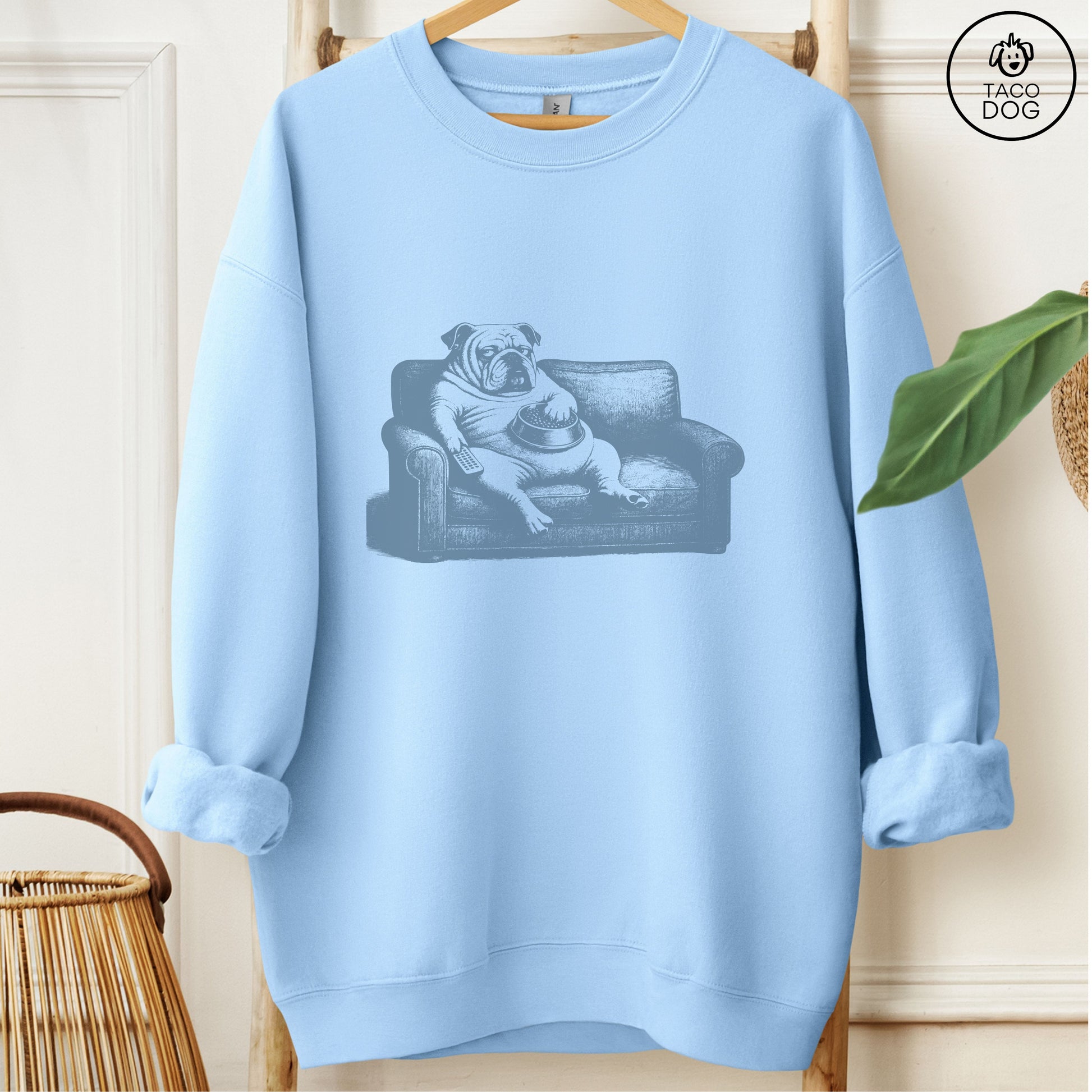 English Bulldog Just One Episode Sweatshirt Light Blue Taco-Dog