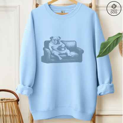 English Bulldog Just One Episode Sweatshirt Light Blue Taco-Dog