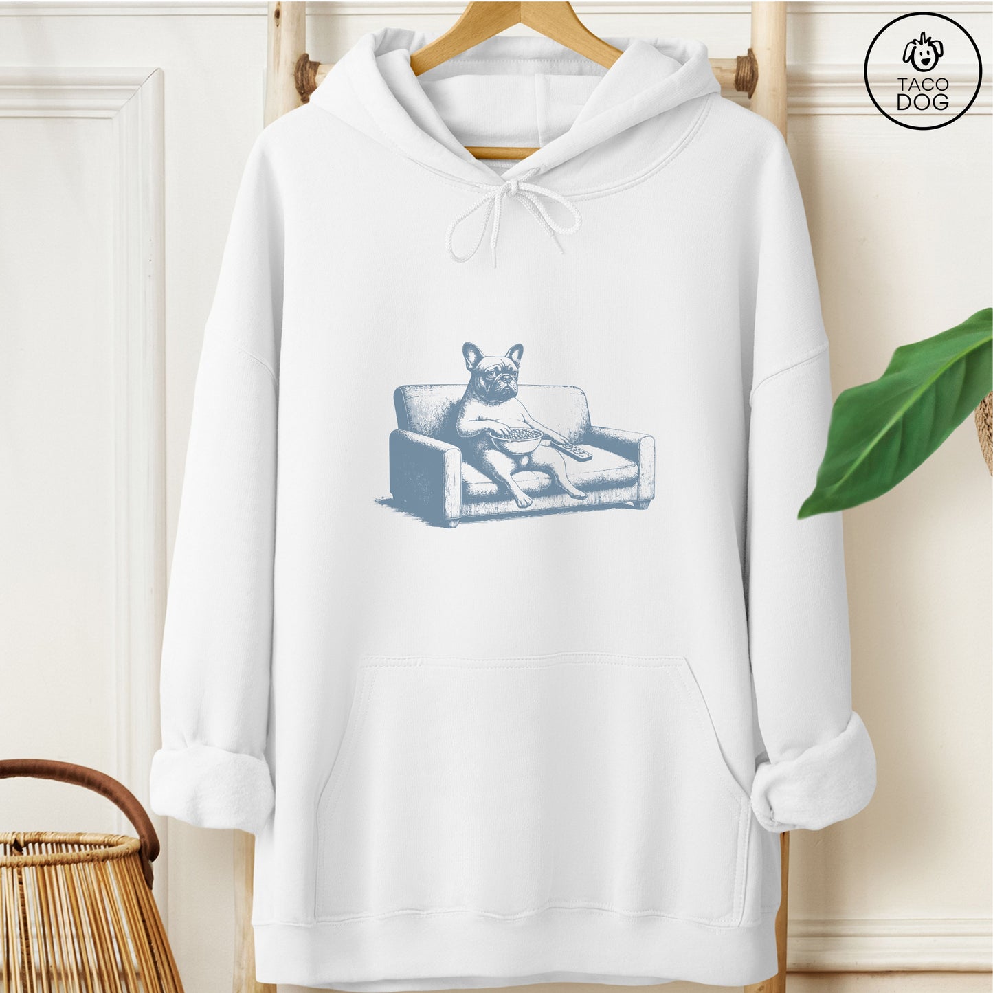 French Bulldog Frenchie Just One Episode Hoodie White Taco-Dog