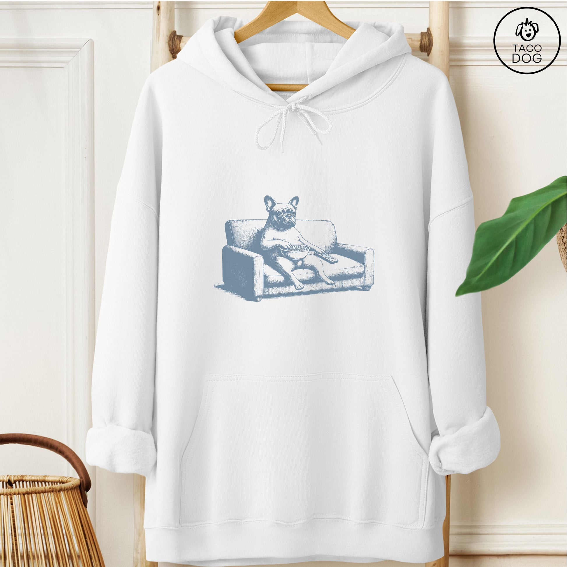 French Bulldog Frenchie Just One Episode Hoodie White Taco-Dog