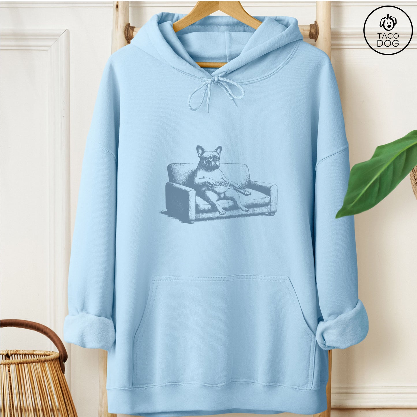 French Bulldog Frenchie Just One Episode Hoodie Light Blue Taco-Dog