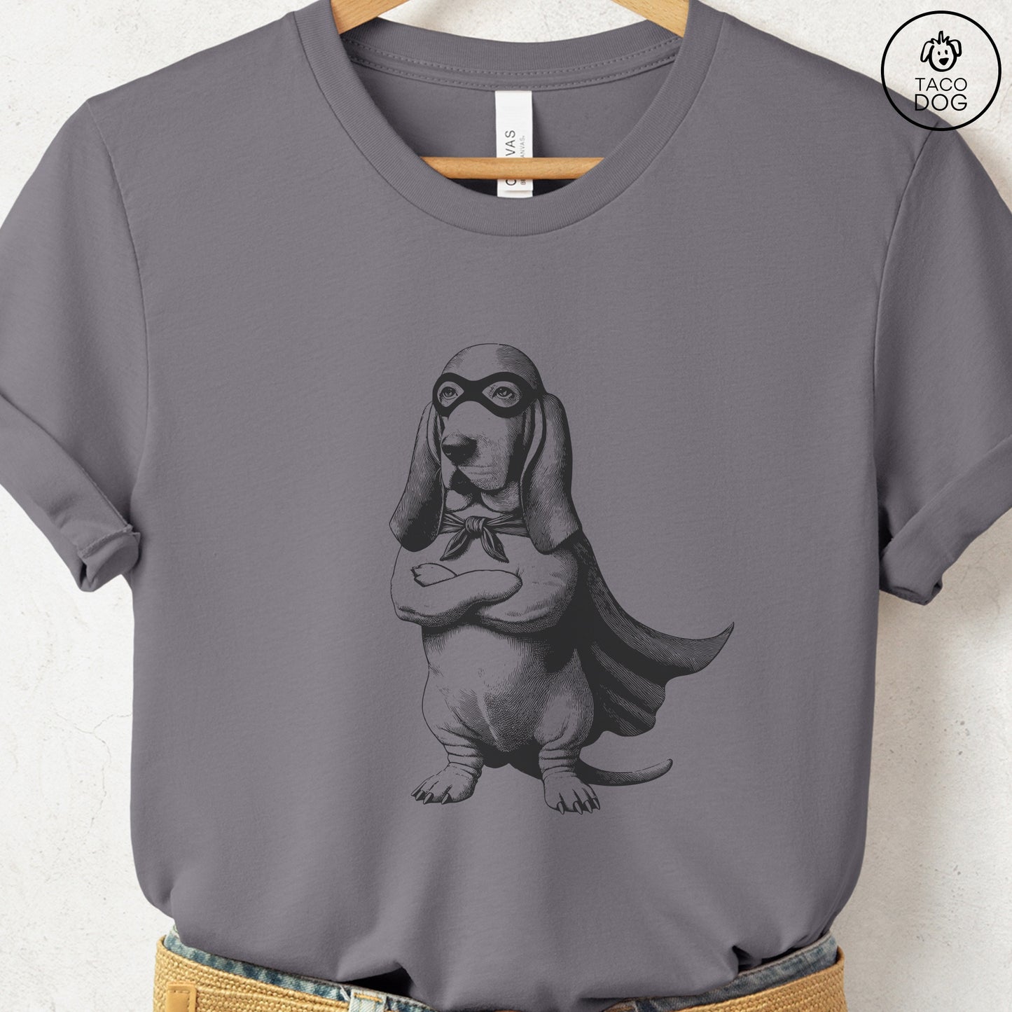 Basset Hound Reluctant Super Hero T-Shirt