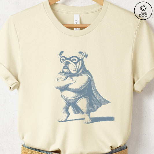 English Bulldog Reluctant Super Hero T-Shirt