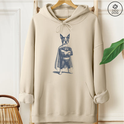 Boston Terrier Reluctant Super Hero Hoodie