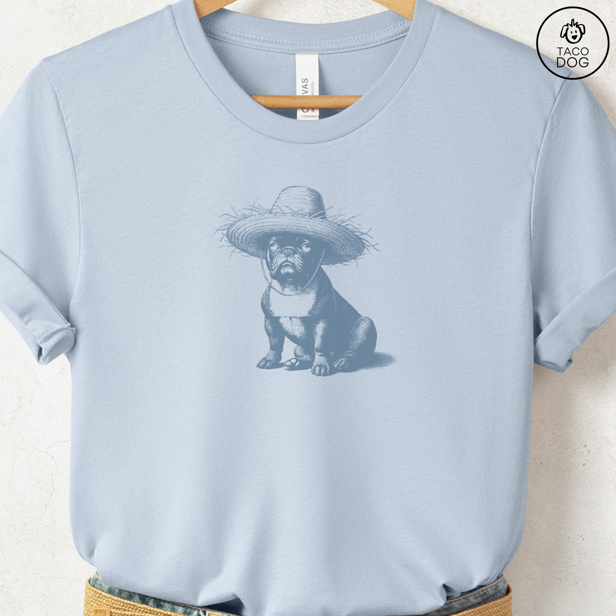 French Bulldog Frenchie Pava Jibaro Hat T-Shirt, design close-up