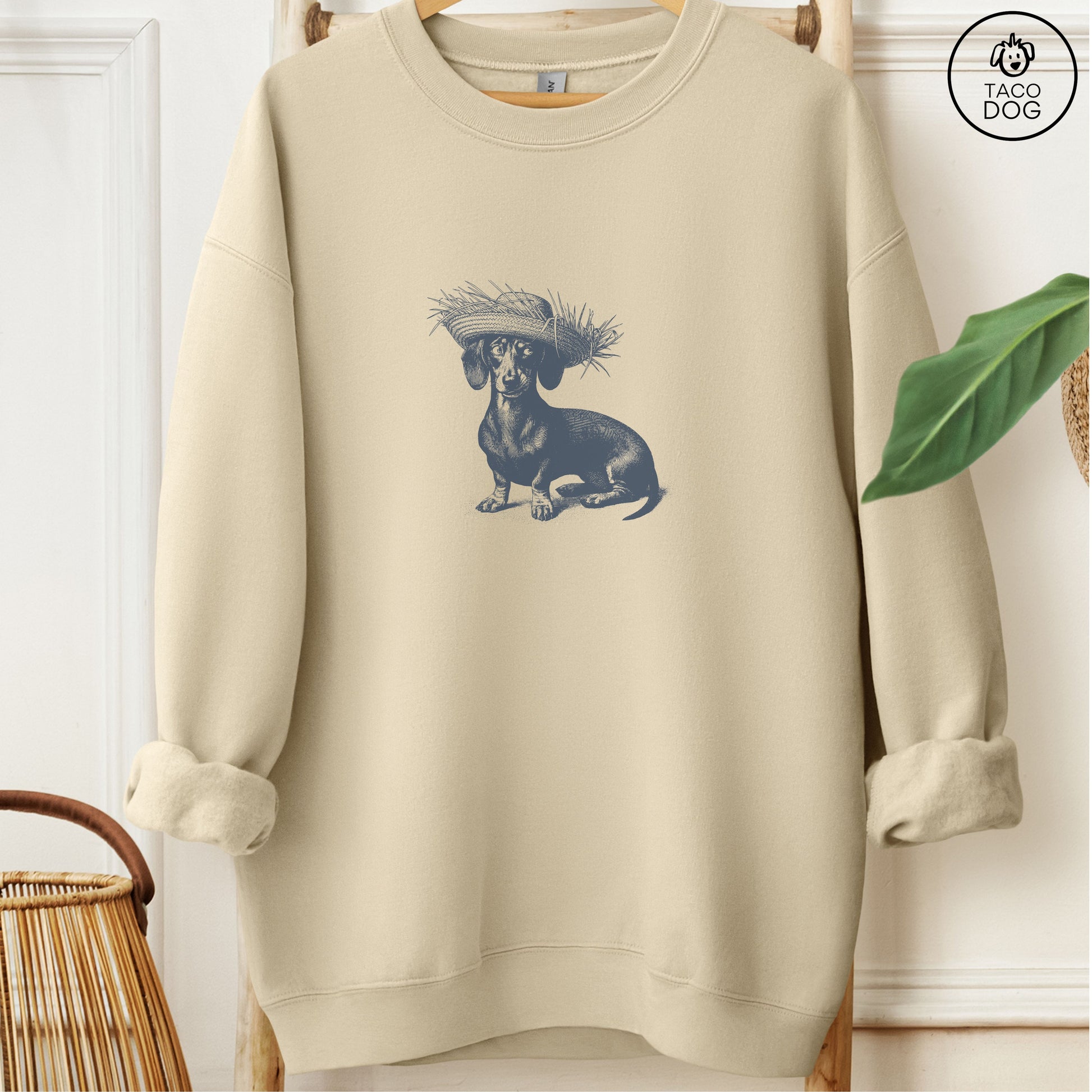 Dachshund Weenie Pava Jibaro Boricua Hat Sweatshirt Sand Taco-Dog
