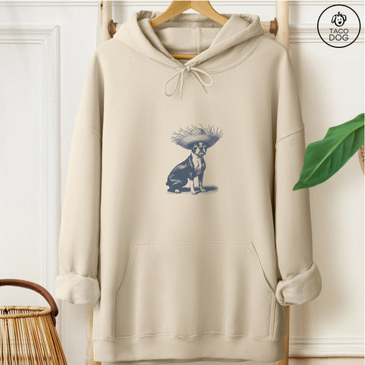 Boston Terrier Pava Jibaro Boricua Hat Hoodie Sand Taco-Dog