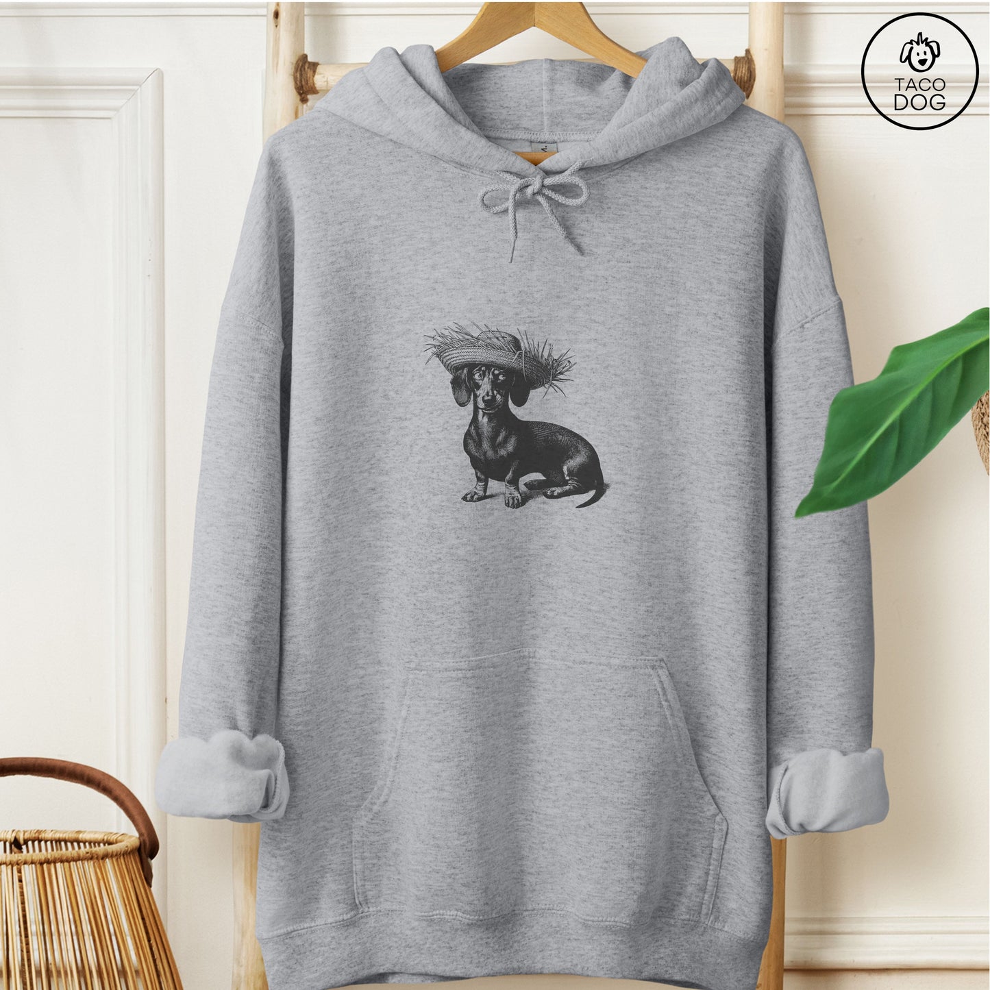 Dachshund Weenie Pava Jibaro Boricua Hat Hoodie Graphite Heather Taco-Dog