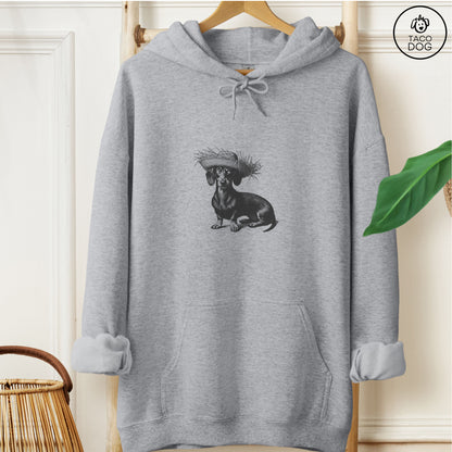 Dachshund Weenie Pava Jibaro Boricua Hat Hoodie Graphite Heather Taco-Dog