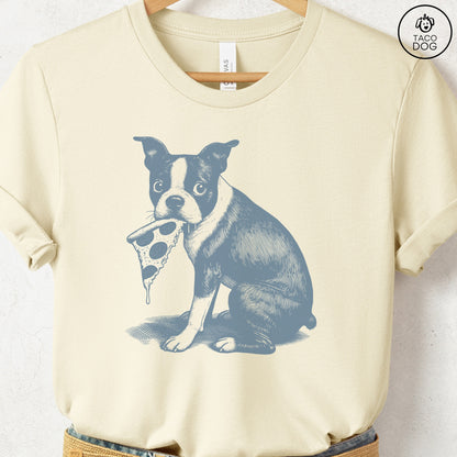 Boston Terrier Pizza TShirt Natural Taco-Dog