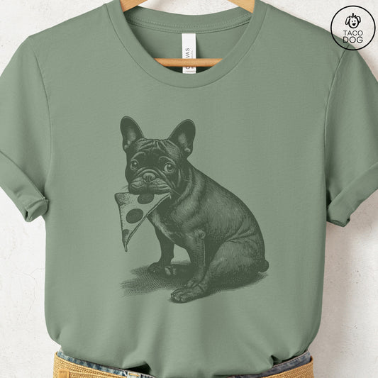 French Bulldog Frenchie Pizza TShirt Sage Taco-Dog