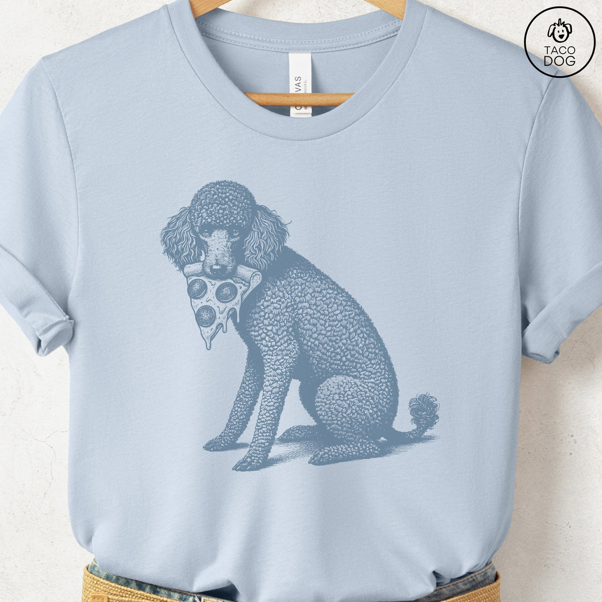 Poodle Pizza TShirt, design close-up