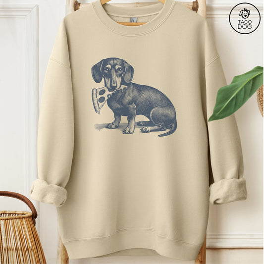 Dachshund Weenie Pizza Sweatshirt Sand Taco-Dog