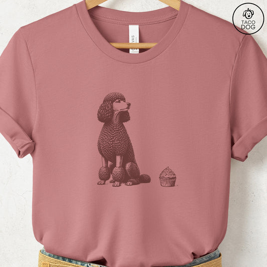 Poodle Cupcake TShirt Heather Mauve Taco-Dog