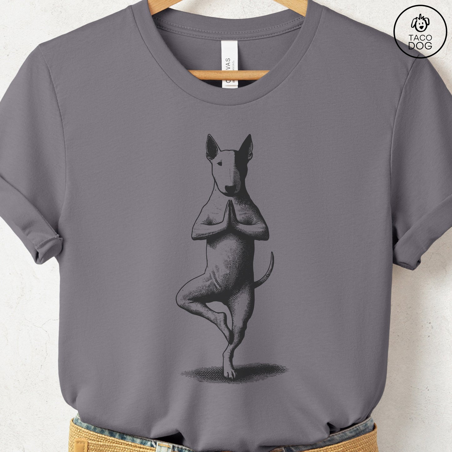 Bull Terrier Tree Pose Yoga T Shirt