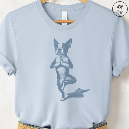 Boston Terrier Tree Pose Yoga T Shirt