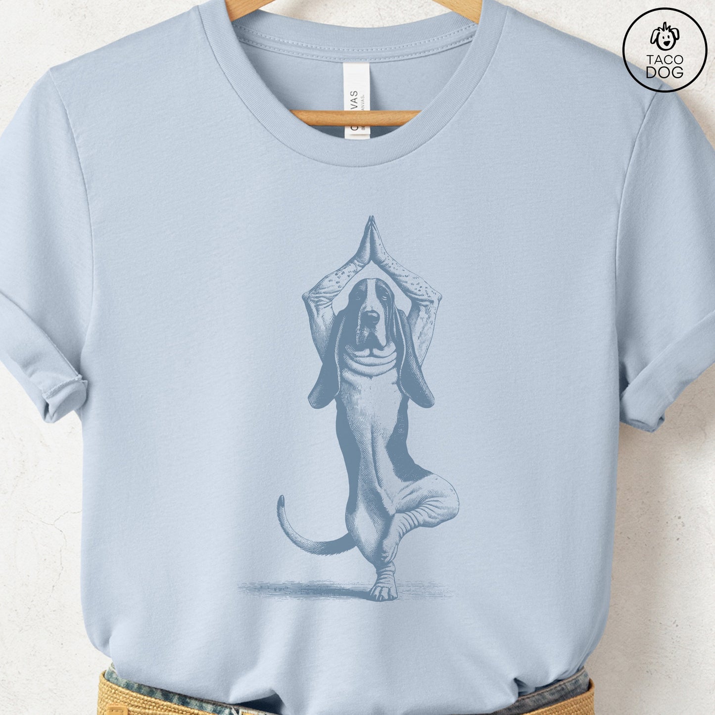 Basset Hound Tree Pose Yoga T Shirt