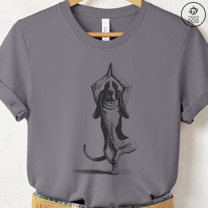 Basset Hound Tree Pose Yoga T Shirt
