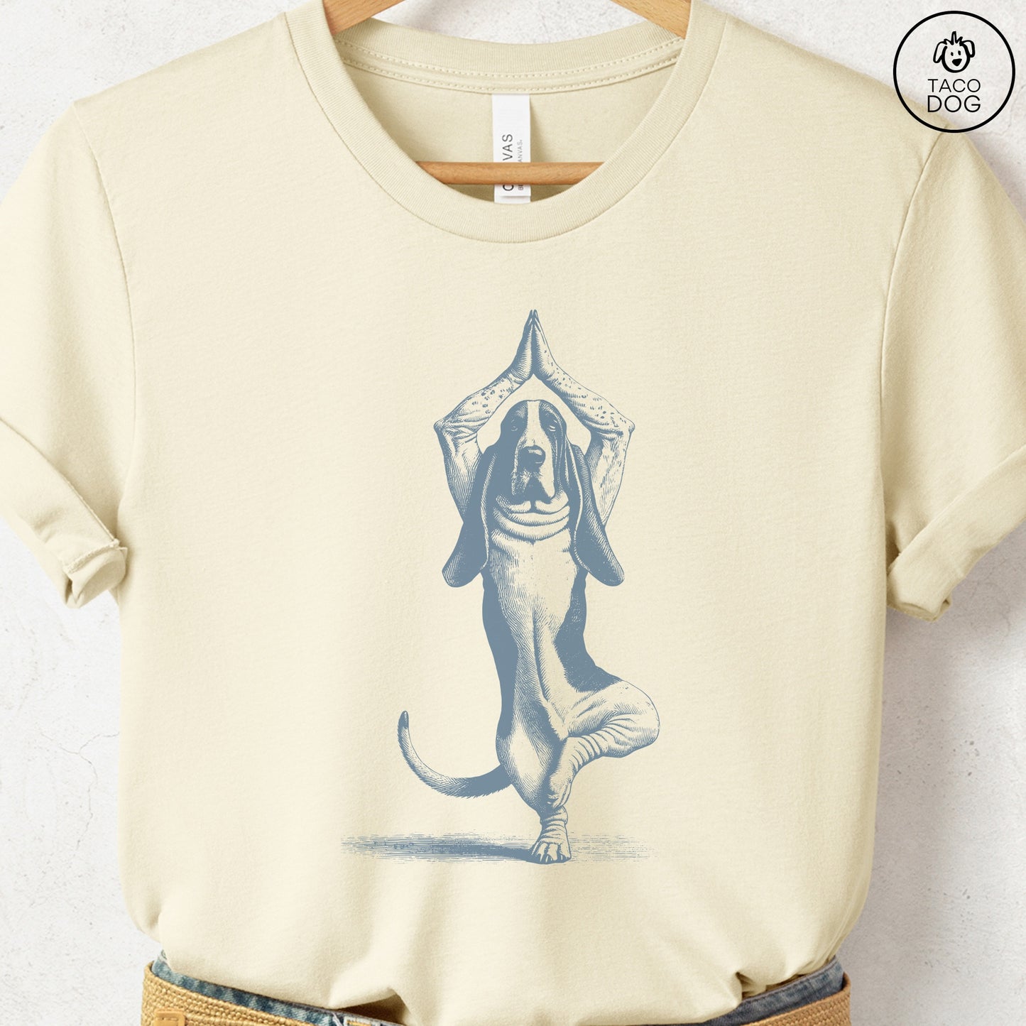 Basset Hound Tree Pose Yoga T Shirt