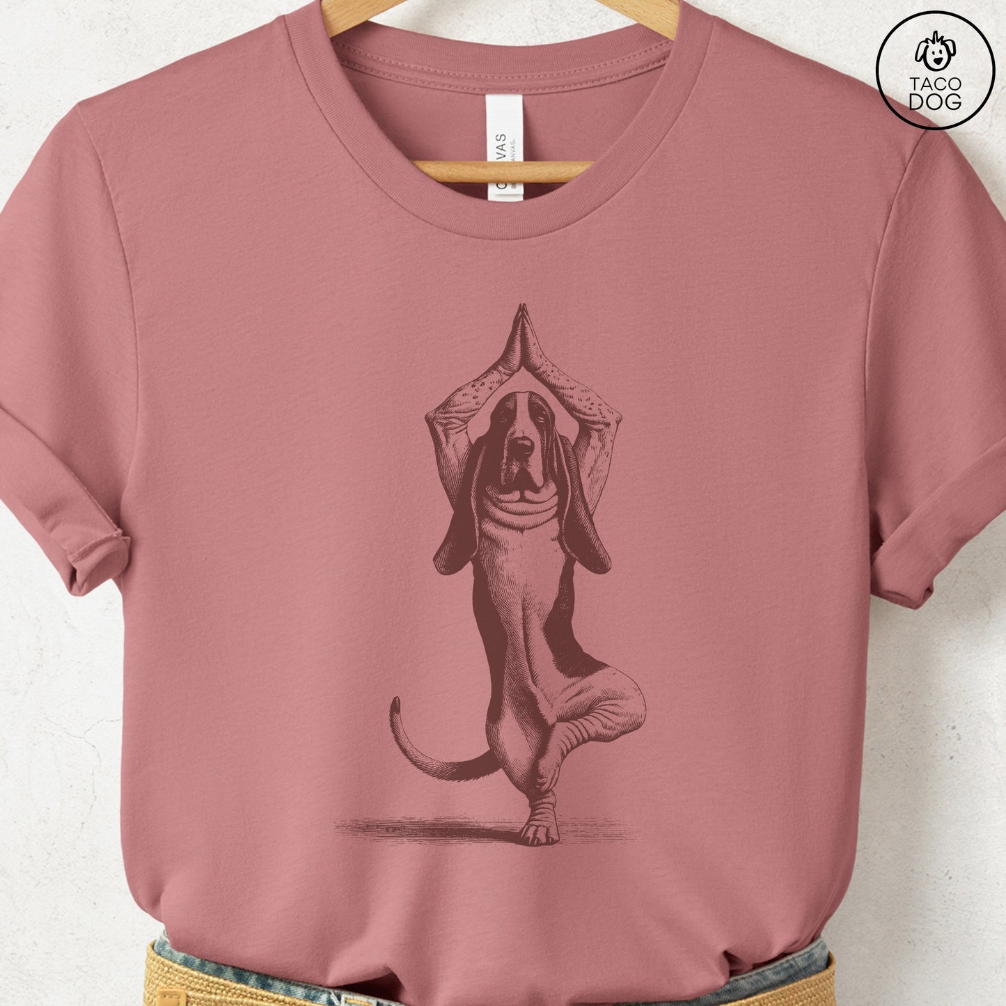 Basset Hound Tree Pose Yoga T Shirt