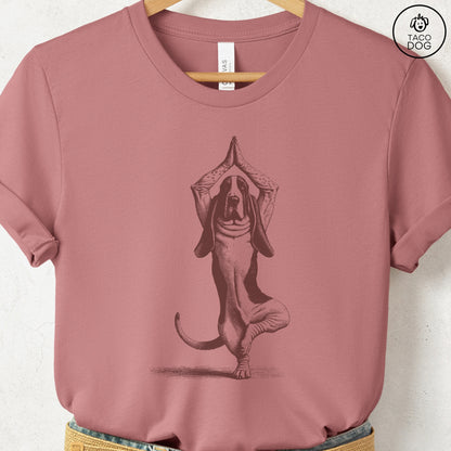 Basset Hound Tree Pose Yoga T Shirt