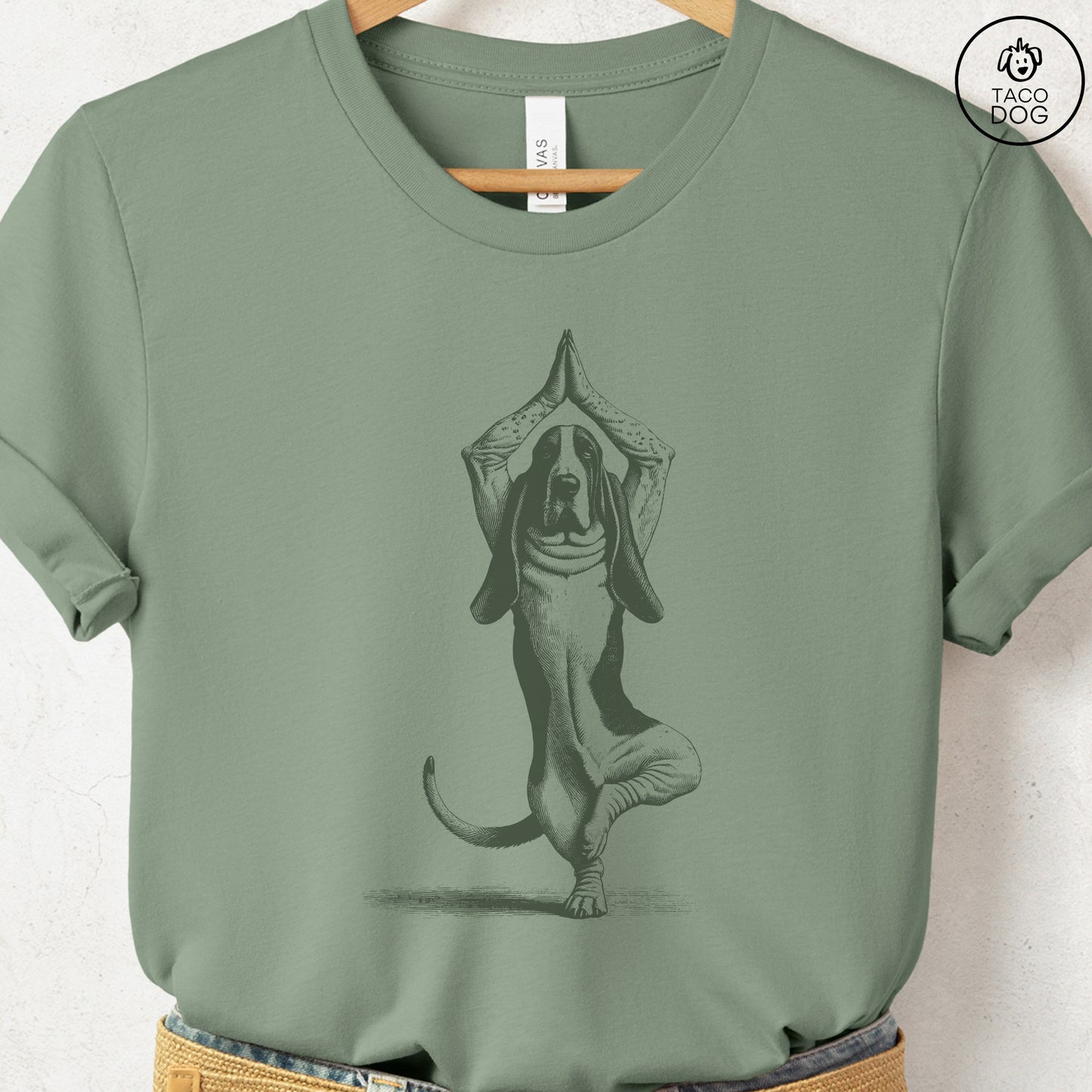 Basset Hound Tree Pose Yoga T Shirt