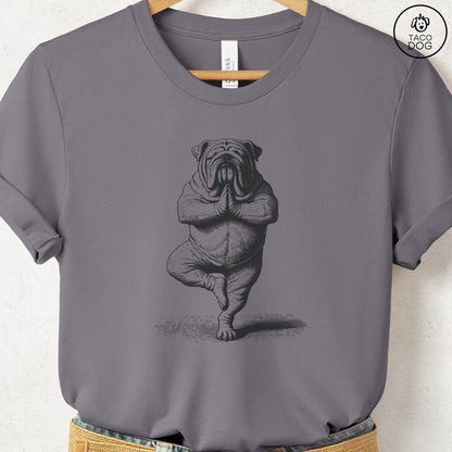 English Bulldog Tree Pose Yoga T Shirt