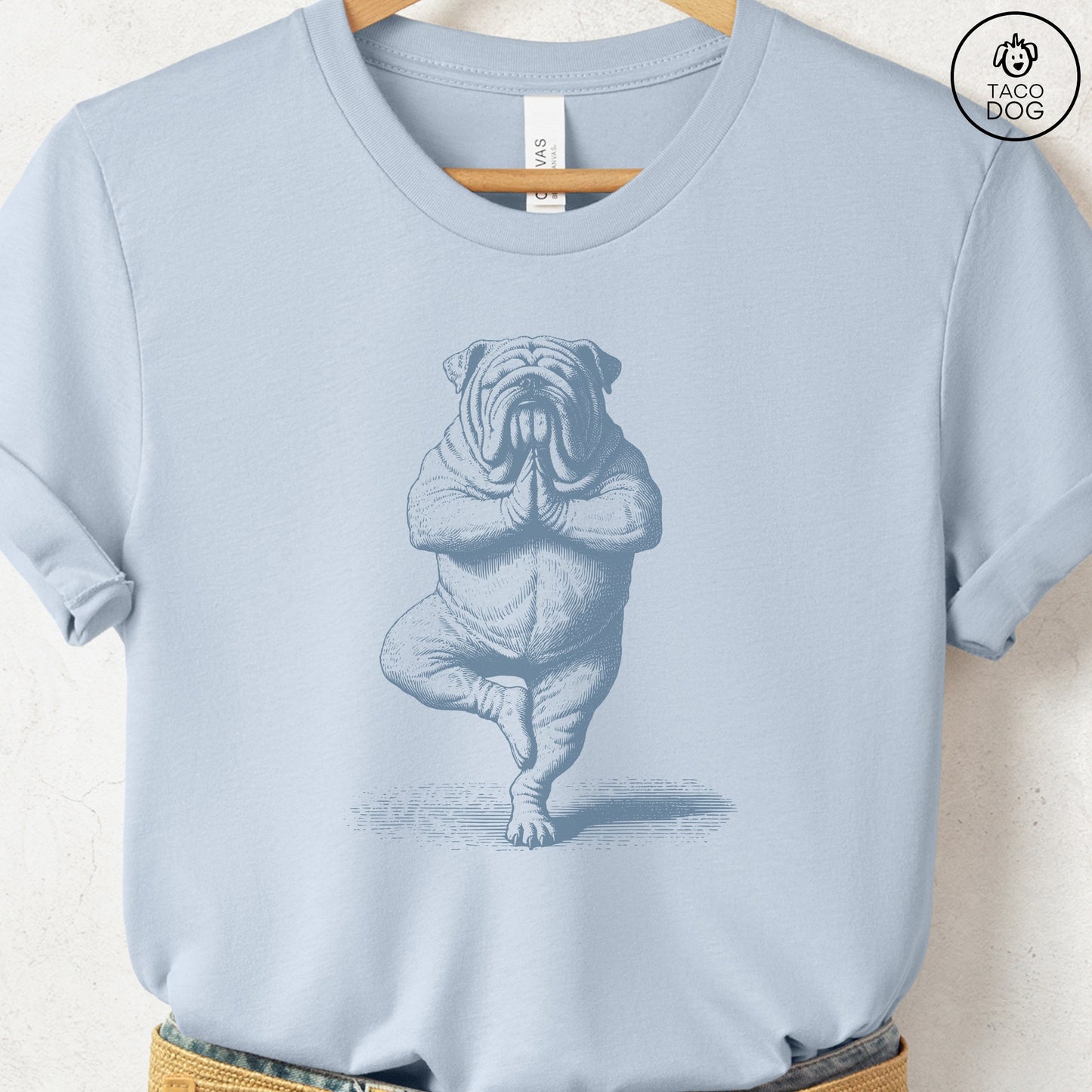 English Bulldog Tree Pose Yoga T Shirt