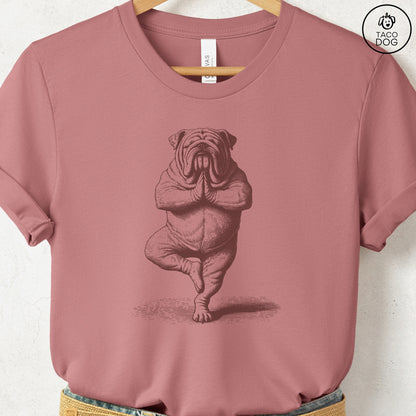 English Bulldog Tree Pose Yoga T Shirt