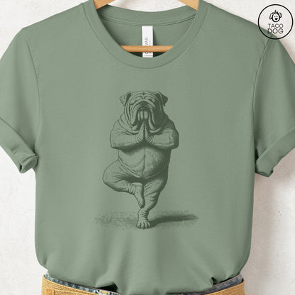 English Bulldog Tree Pose Yoga T Shirt