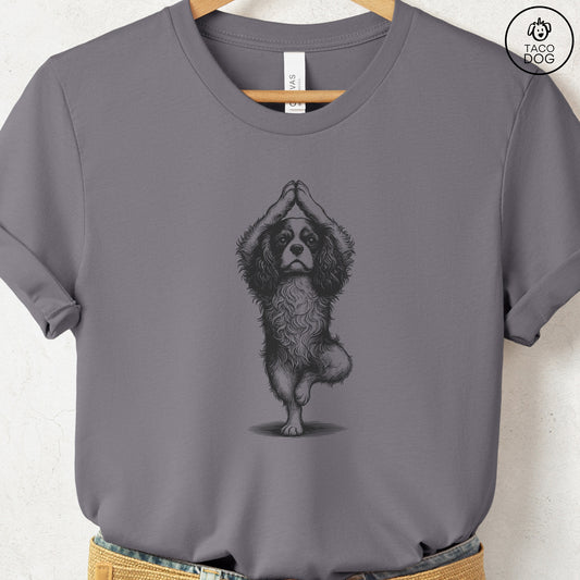 Cavalier King Charles Spaniel Tree Pose Yoga T Shirt Storm Taco-Dog