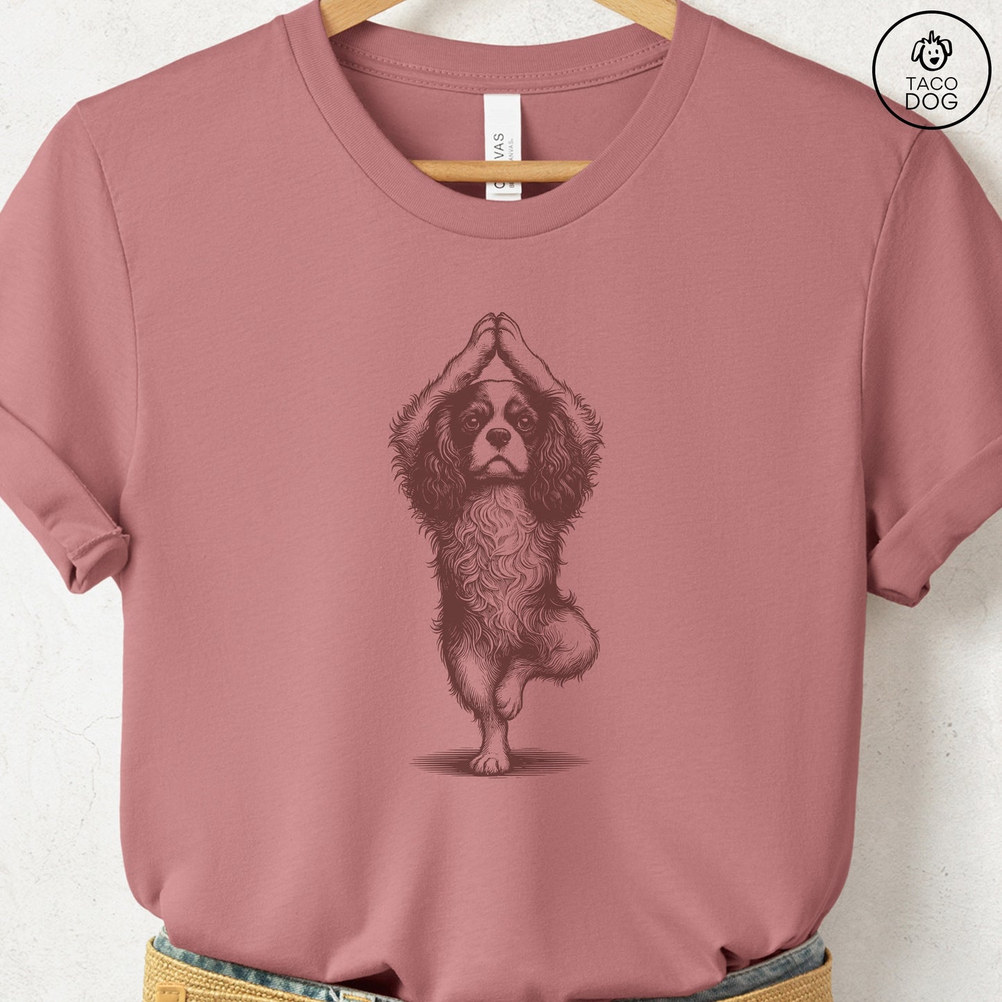 Cavalier King Charles Spaniel Tree Pose Yoga T Shirt